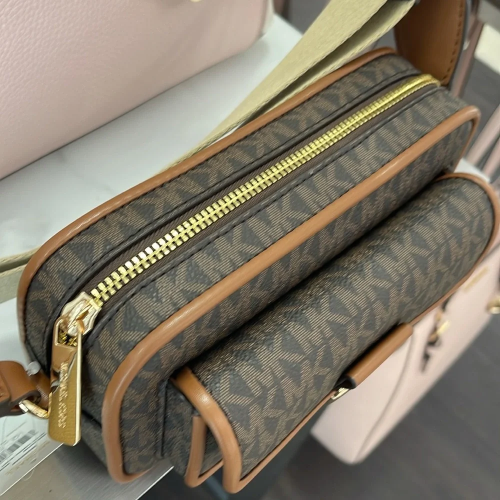 Michael Kors Bradshaw Extra-Small Metallic Signature Logo Camera Crossbody Bag